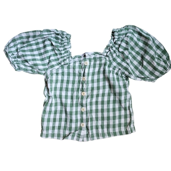 Madewell Linen-Cotton Square-Neck Button-Front Top in Gingham Check - Picture 6 of 9